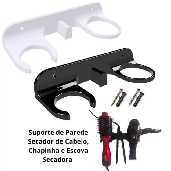 Suporte de Parede Secador de Cabelo, Chapinha e Escova Secadora SC001