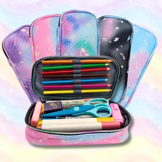 Estojo Escolar Box Pequeno Feminino Masculino Organizador de Lápis Caneta Papelaria Fofa