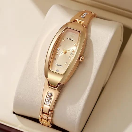 Moda Nova Relógio Feminino Oval Compacto E Requintado Pulseira De Quartzo