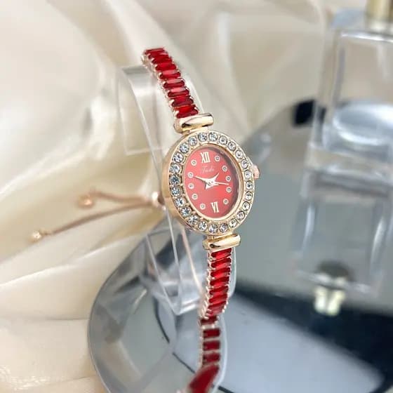 Relógio Feminino Pulseira Ajustável Livre Elíptico Diamante Conjunto Colorido Zircão Premium Requintado Compacto De Quar