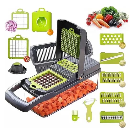 Cortador Legumes Frutas Verduras Multifuncional Fatiado/Ralador/Descascador 14 pçs