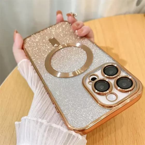 Capa Magnética Galvanizada Simples De Luxo Para iPhone 16 15 14 13 12 11 Pro Max Plus Filme De Lente