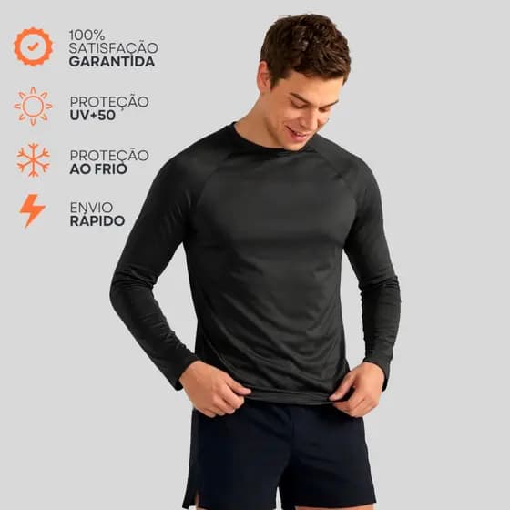Camiseta Térmica Masculina Manga Longa Tecido Gelado Uv 50+ l Para treino Surf ou Natação 9109