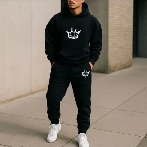 CONJUNTO Moletom King Preto Premium Moletom canguru e Calça Jogger com bolso
