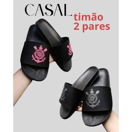 Kit dois pares, kit slide o chinelo, Slide para Casal, timão|Confortável,Unissex
