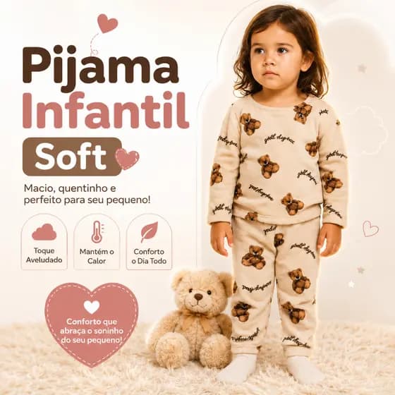 Conjunto Pijama Bebê Soft Dormir Peluciado