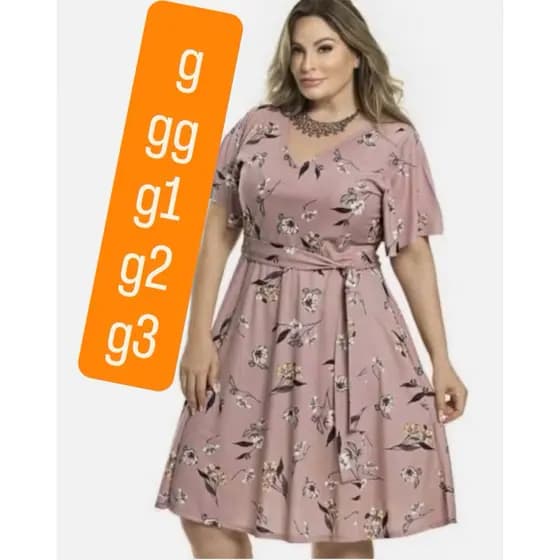 vestido rodado Suplex Digital manga fler com faixa gode Veste 44/46/48/50 G GG G1 G2