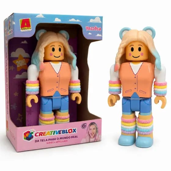 Boneca Yaszoca Oficial 20cm Articulado CreativeBlox Blox Royale Gamer Licenciado +3 Anos