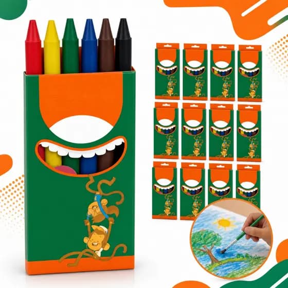 Kit 12 Caixas Giz de Cera Aquarelável Leo & Leo 6 Cores Atacado