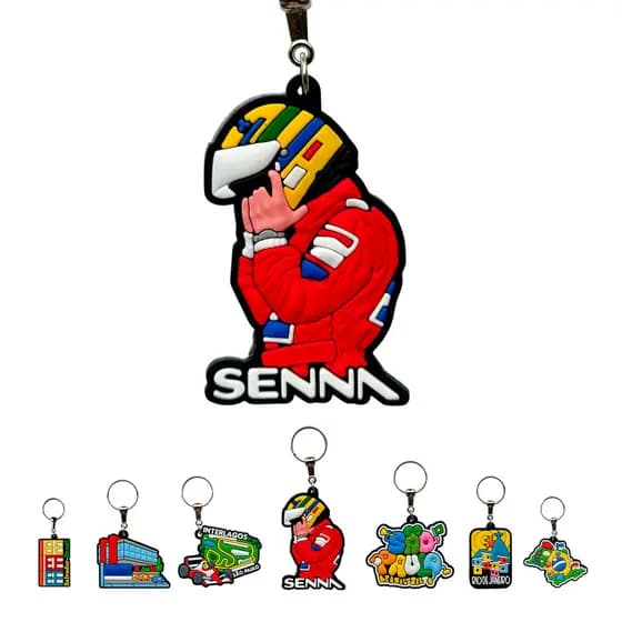 Chaveiro de Borracha Souvenir F1 Corrida Piloto Ayrton Senna