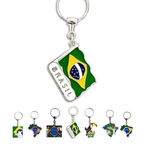 Chaveiro de Metal Bandeira do Brasil Souvenir