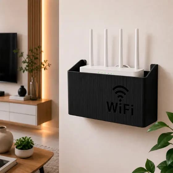 Suporte para Roteador Modem Wi-Fi Repetidor - Organizador de Cabos - Instale sem furar a parede!