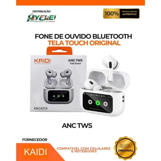 Fone de ouvido bluetooth tela touch Kaidi - KNC4219 - Original premium