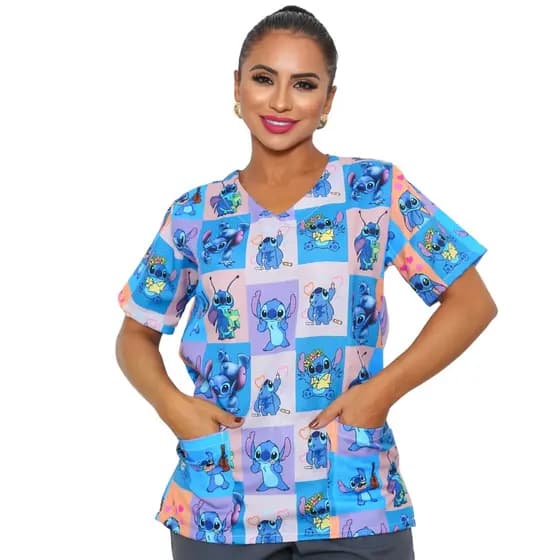 Blusa Bata Oxford Estampado e Liso Toque Macio Não Amassa Uniforme de Clinica