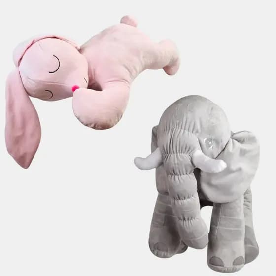 Almofada Travesseiro Pelúcia Coelinho Soninho e Elefante