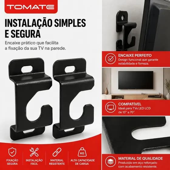 SUPORTE FIXO UNIVERSAL PARA TV E MONITOR 13" A 70" POLEGADAS - TOMATE