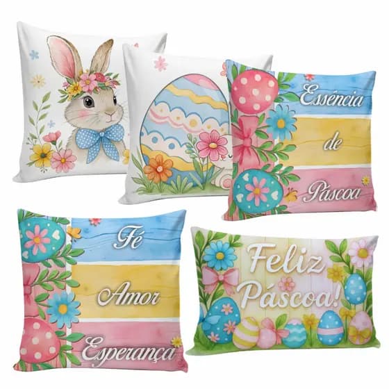 Kit 04 Almofadas Decorativas Páscoa Delicada | Coelhinho Floral | Capas ou Almofadas Cheias