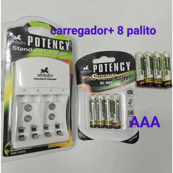 Carregador de pilha bateria recarregável AA , AAA, 9V