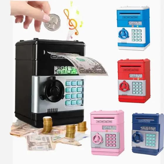 Mini Cofre Eletrônico Digital Puxa Notas Automático Dinheiro e Moedas infantil 4350