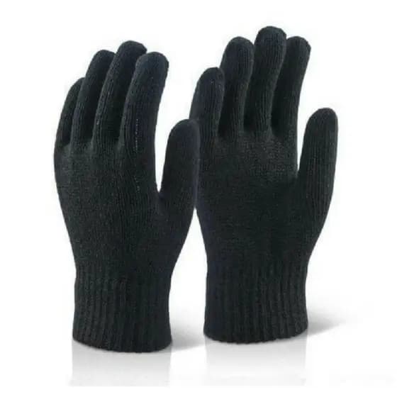 Luvas De Lã Frio Inverno Adulto Preta Unissex Mão