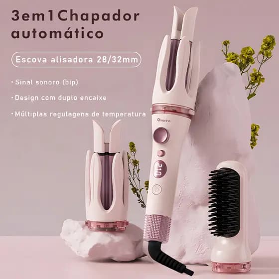 Morina Modelador 3 em 1 de Cachos de reto Automático Profissional 32mm/28mm Bivolt Aquecimento 150-210°C Rápido