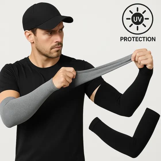 Kit 2 Pares de Manguito Proteção Solar UV50+ Manga Esportiva Protetor Solar Uv Manga Sem Abertura no Dedo