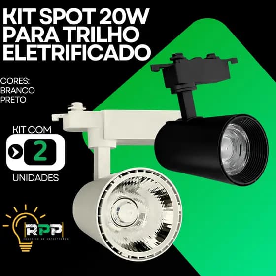 Kit 2 Spot Para Trilho Eletrificado Led 20w Bivolt Startec 6500k branco frio