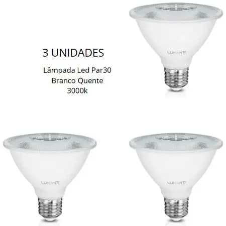 Kit 1/2/3 Lâmpadas Led Par30 9,9w 3000k Branco Quante Bivolt Lumanti