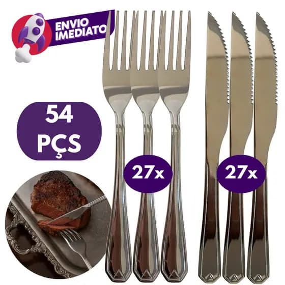 Kit Talher Jogo Garfo E Faca Refeição Qualidade Durabilidade Inox Utensilio Cozinha Restaurante