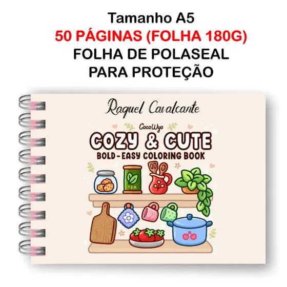 Livro de Colorir Cozy Cute com 50 desenhos (Folha180g) - CAPA DURA