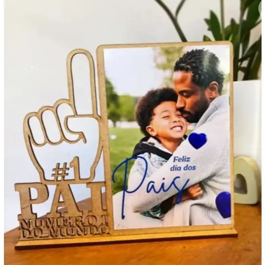 Porta Retrato Mdf Cru Personalizado Lembrancinha Presente Para o Dia dos Pais Porta Foto Pai N° 1 Decoração