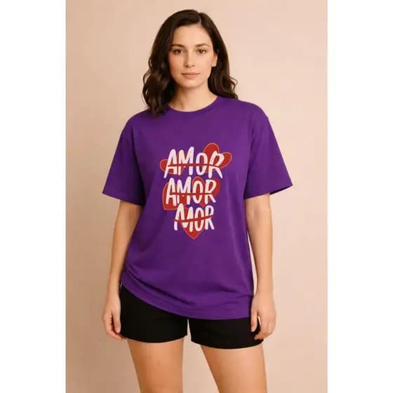 Camisetão Camiseta Oversized Verão Casual Estilo Amor Elegância