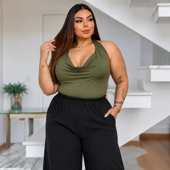 Kit Blusas Feminina Frente Única Decote Degagê Plus Size
