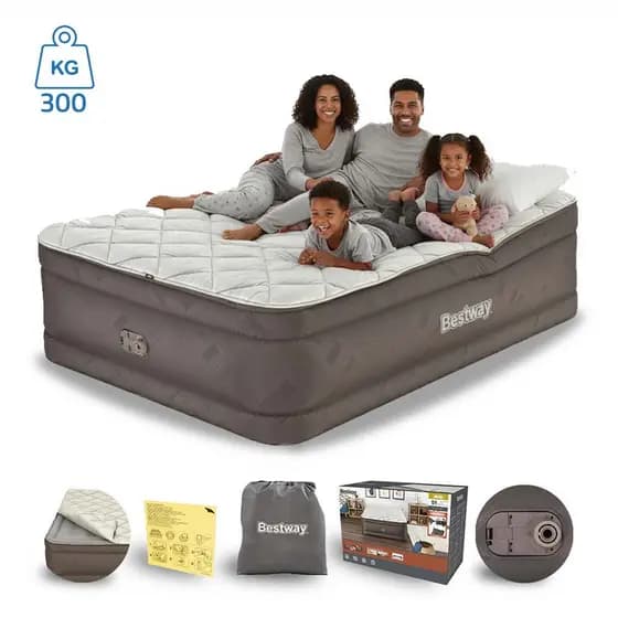 Colchão Inflável Casal Queen Duvet 350kg + Edredom + Bomba Embutida 110V ou 220V + Bolsa Bestway
