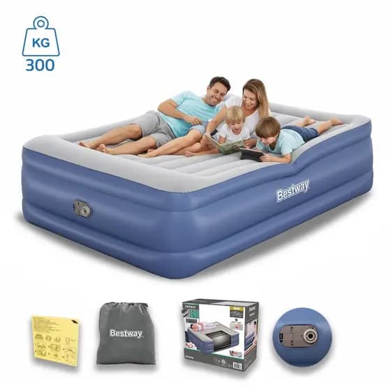 Cama Colchão Inflável Queen 56cm Altura Até 300kg Tritech Casal Com Bomba Embutida + Bolsa Bestway