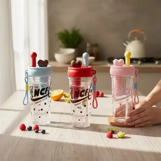Garrafa de Água com 900ml Copo de Canudo de Grande Capacidade Copo de Plástico Portátil, Copos para Meninas