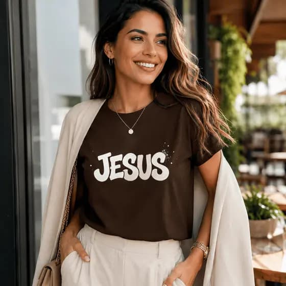 Camiseta Feminina Estampada Jesus Religiosa para Igreja - Algodão Premium