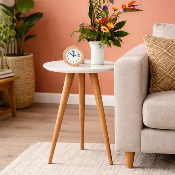 Mesa de Canto para Sala Redonda Mesinha Lateral Centro Pé Palito Decorativo Retro