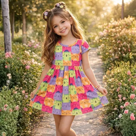 Vestido Infantil Menina 10 anos Gatinho do 1 ao 10 anos | vestido infantil menina 1 ano Confortável