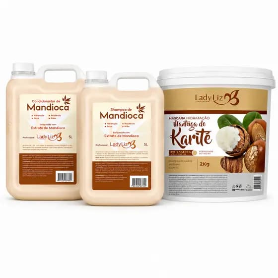 Shampoo 5Lt / Condicionador 5Lt / Máscara Karité 2 Kg Linha Profissional Lavatório