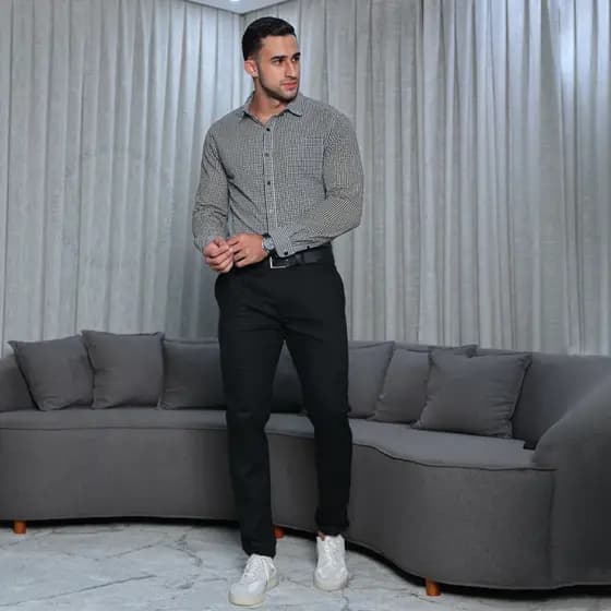 Calça Masculina Alfaiataria Sarja Elastano Preta Bege Esporte Fino Estilo Social