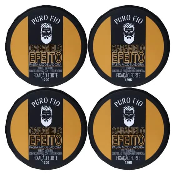 Kit 4x Cera Modeladora Caramelo Puro Fio 120g Fixação Forte Pasta Modeladora Profissional Cabelo Barba Bigode Envio hj!