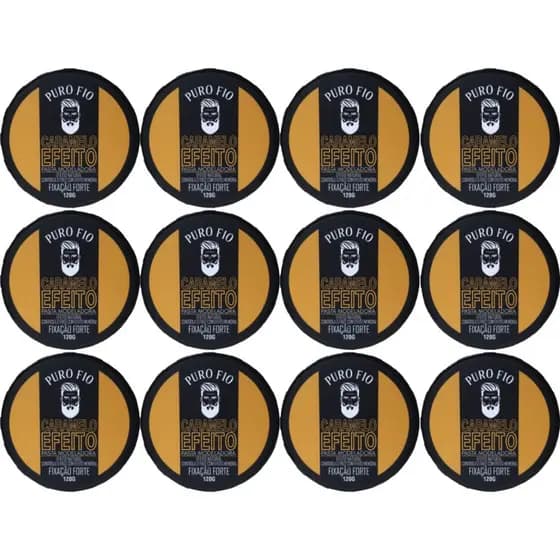 Kit 12x Cera Modeladora Caramelo Puro Fio 120g Fixação Forte Pasta Modeladora Profissional Cabelo Barba Bigode Envio hj!