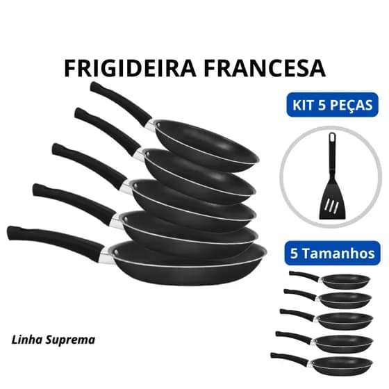 Frigideira Antiaderente 16cm/18cm/20cm/24cm + Espátula - Tapioca/Panquecas/Ovos - ALUMIC