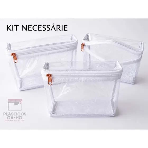🔥Kit c/20 peças de Necessaire Organizador Multiuso Impermeavel Transparente - Plastico PVC Cristal e Ziper Branco