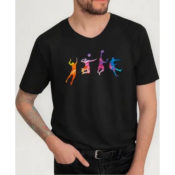 Camiseta Volei Volleyball Voleibol Praia Design 100% Algodão Preta Branca