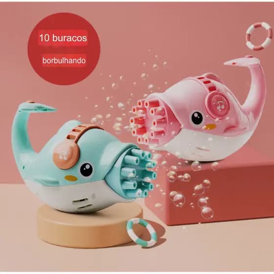 Maquina de Fazer Bolhas De Sabão Brinquedo Golfinho arma que lança bolhas Elétrico Para Crianças Metralhadora