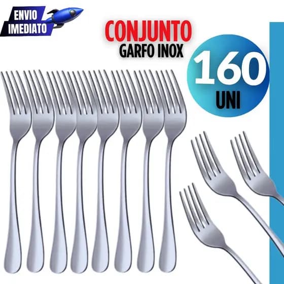 Kit 160 Peças -Talheres Inox Garfo Premium Casa Cozinha Buffet Restaurante Banquete Premium Garfos