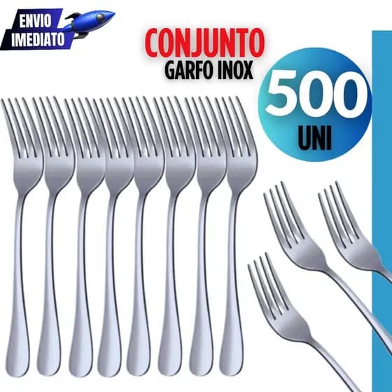 Kit 500 Peças -Talheres Inox Garfo Premium Casa Cozinha Buffet Restaurante Banquete Premium Garfos