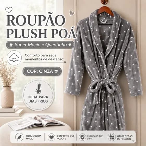 Roupão Poa microfibra Adulto Soft Macio Leve Com Qualidade Corttex, Super Lançamento